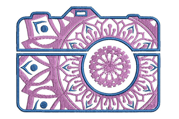 Camera Mandala Style: A Bold Embroidery Design for Craft Fairs