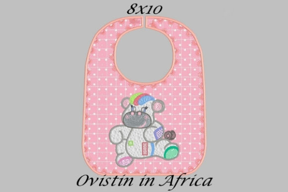 Cute Pink Baby Hippo Bib for Embroidery Projects