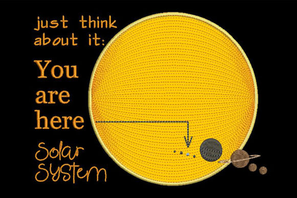 Cute Solar System Applique with Quote: A Thoughtful Embroidery Design