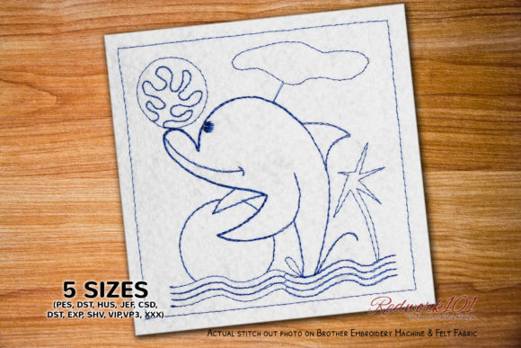 Dolphin Playing with Ball: A Versatile Embroidery Design for Personalized Gifts