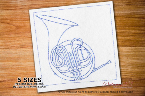 French Horn Lineart: A Timeless Embroidery Design for Seasonal Creations