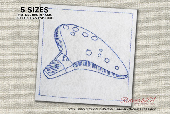 Ocarina Musical Instrument Bluework: A Timeless Embroidery Design
